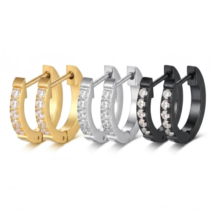 Ins Trendy Fashion 18K Gold Plated Zircon Micro Insert Pave Luxury Stainless Steel Vintage Creative Cute Huggie Women's Gift