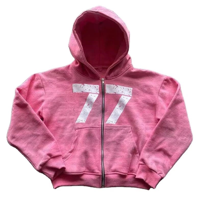 Custom Logo Printed Hoodies Men's 100% Cotton Zip up Oversize Hoodie Vintage Stone Wash Hoodie