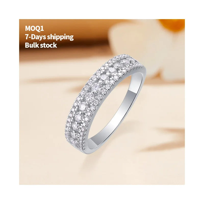 Fast Delivery 925 Sterling Silver Wedding Ring Round Moissanite Custom Fashion Women's Engagement Moissanite Ring