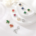 Trendy Maple Leaves Clover Butterfly Design 14K Gold Plated Zircon Jewelry Connector Two Rings Charms for Jewelry Making