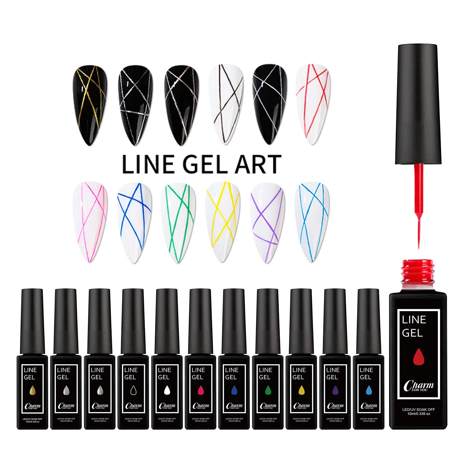 Quick Dry 10ml Drawing Liner Gel Polish Soak Off LED UV Nail Art Liner Gel Polish