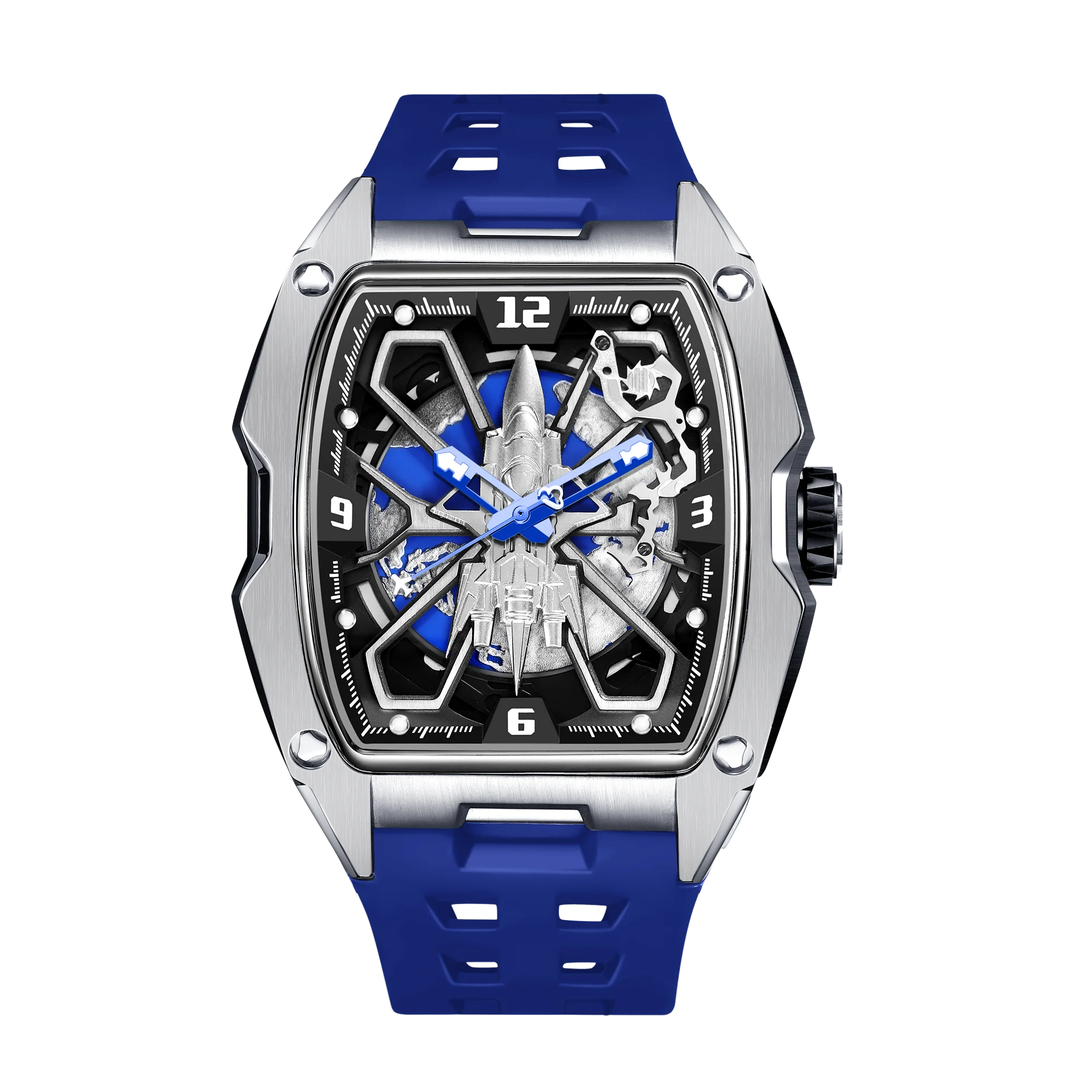 HANBORO Men's Luxury Automatic Wrist Watch Aviation Aircraft Series Fully Automatic Mechanical Flywheel Glass Dial Pointer