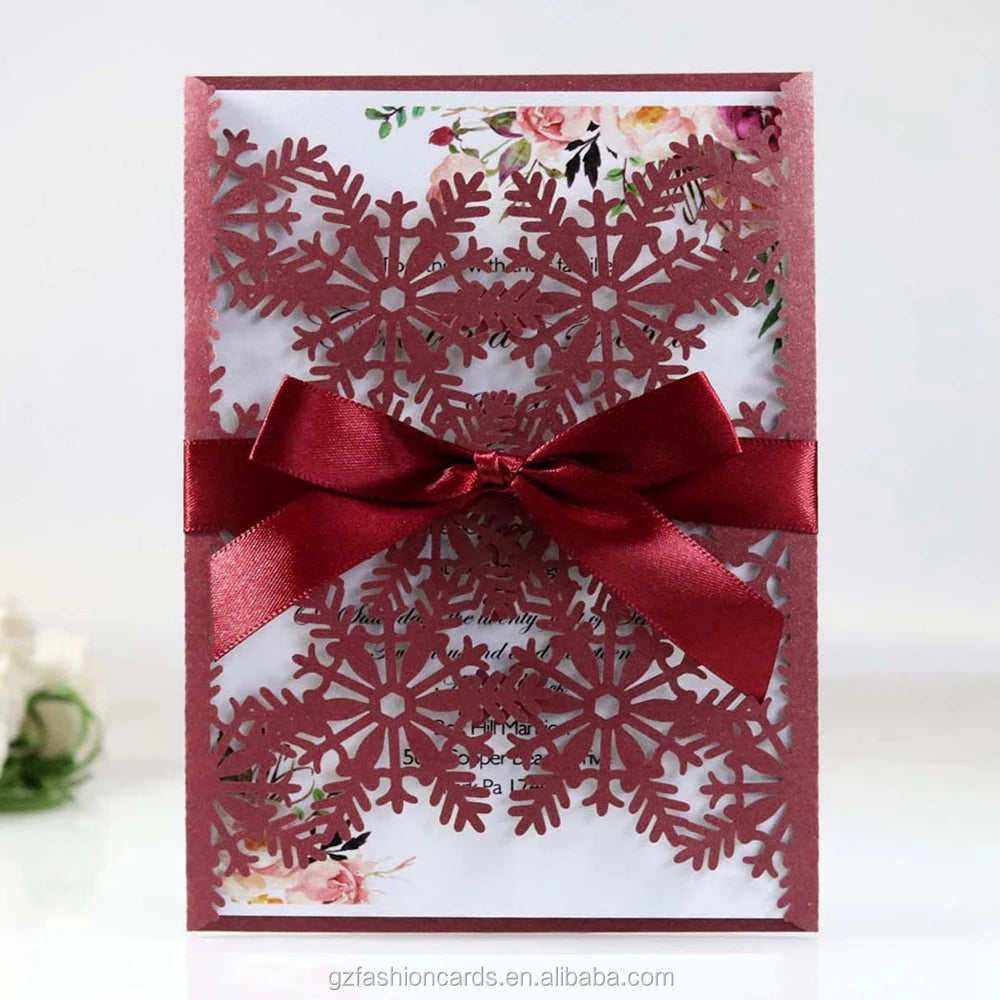 Hot Sale Laser Cut Invitation Christmas Card Snowflake and Laser Cut Snowflake Menu Cards