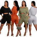 Good Material Women Summer Long Sleeve Shorts 2pcs Set Casual O Neck Loose Two Piece Set