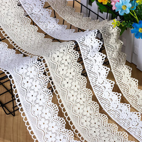 New Design Garment Underwear Cotton Water-Soluble Embroidery Lace Trim White Ribbon Lace Trimming for Dress