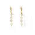 LOZRUNVE Fashion Jewelry Three Tiny Baroque Pearls Dangling Classic Huggies Earrings