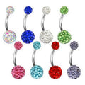 Multi-Gem Colourful Crystal Navel Piercing Fashion Clear Crystal Gem Belly Button Rings Stainless Steel Body Jewelry