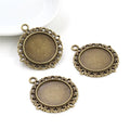 20mm Inner Size Antique Silver Plated Bronze Black Classic Style Cabochon Base Setting Charms Pendant Bezel Trays