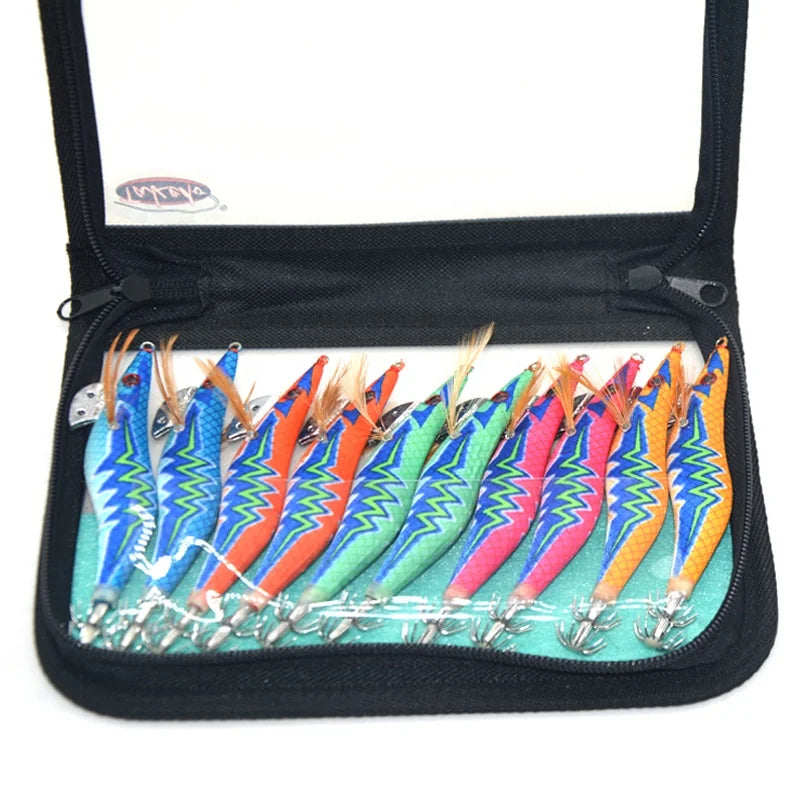 TAKEDO YH02 New Arrival 10cm 12.5g ABS Floating Saltwater Squid EGI Luminous Wooden Shrimp Lure With Squid Hook