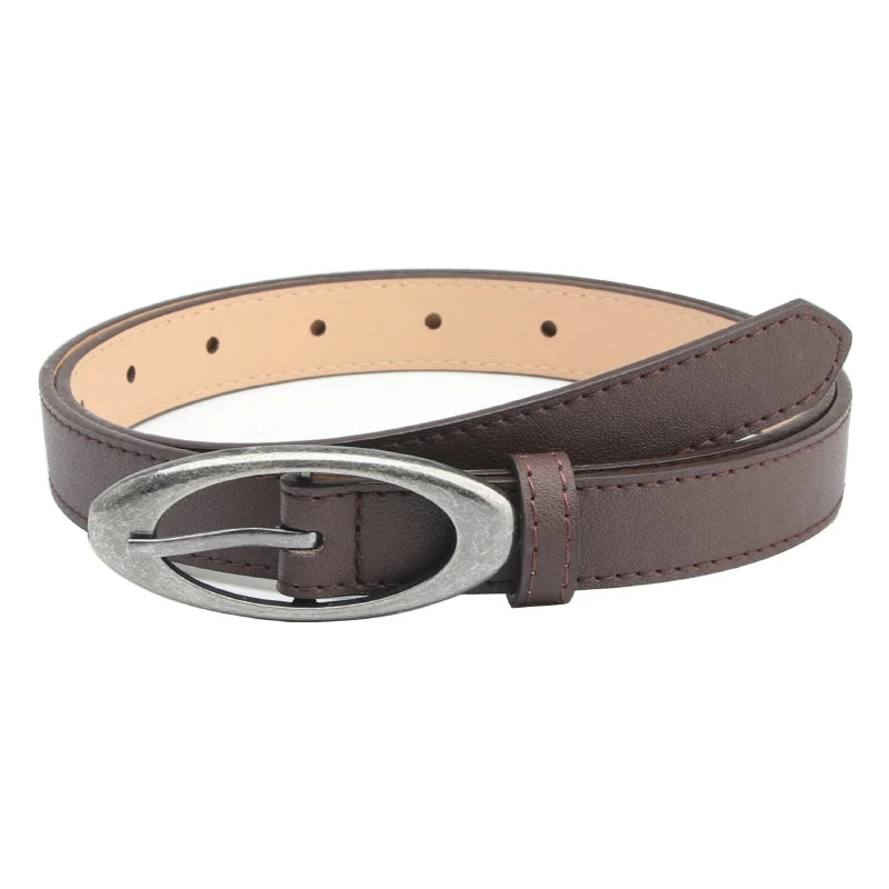 New Oval Alloy Buckle Belt Women's Fashion Personality Casual Versatile Jeans Decorative Belts