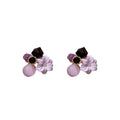 AA00706 Purple Crystal Stud Earring Women Elegant Temperament Flower Earrings Jewelry Gifts