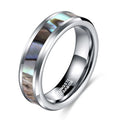 OAHLAN Tungsten Carbide Rings Factory 6mm 8mm Shell Inlay Silver Color Anti Rust for Womens Mens Silver Wedding Engagement
