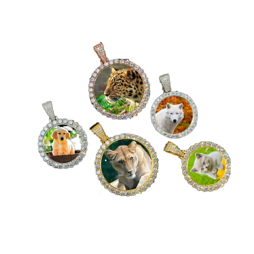 S925 Silver Moissanite Custom Photo Frame Pendant