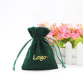 Custom Logo Recyclable Christmas Velvet Drawstring Pouches Screen Printing OEM Promotional Gifts Green Small Bags Jewelry