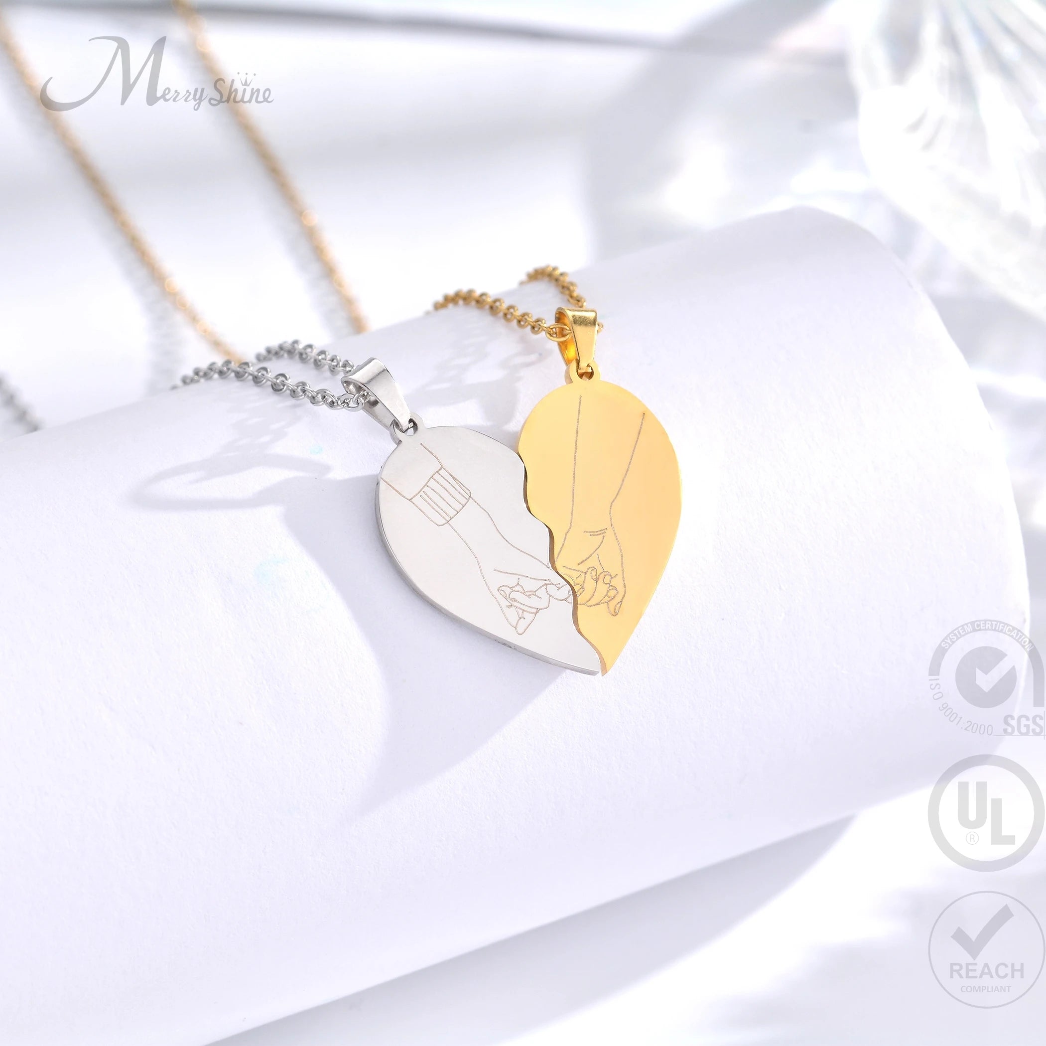 Merryshine Personalized Customizable Stainless Steel Valentine's Day Love Necklaces for Couple