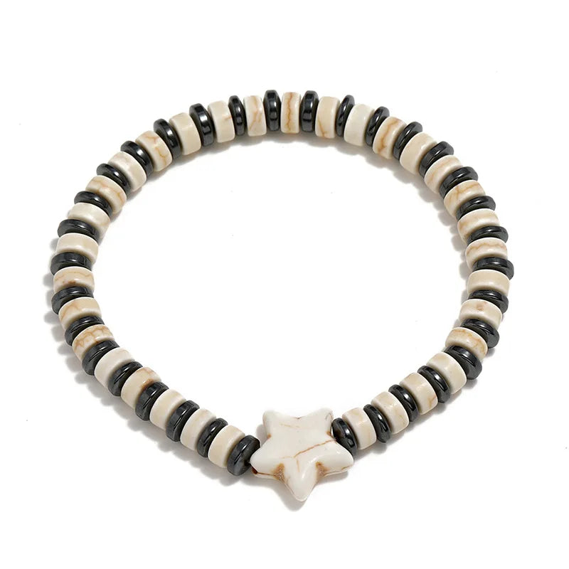 Handmade Nature Stone Bracelets for Men and Women 5 Star Beads Stretch Charm Bangle Cute Style Wholesale Jewelry