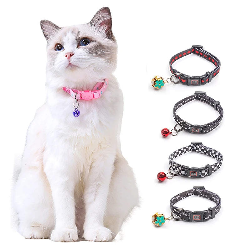 Pet Collar and Leash Manufacturer Customized logo Collar Para Perro Polyester Breakaway Cat Collar Cute Bell