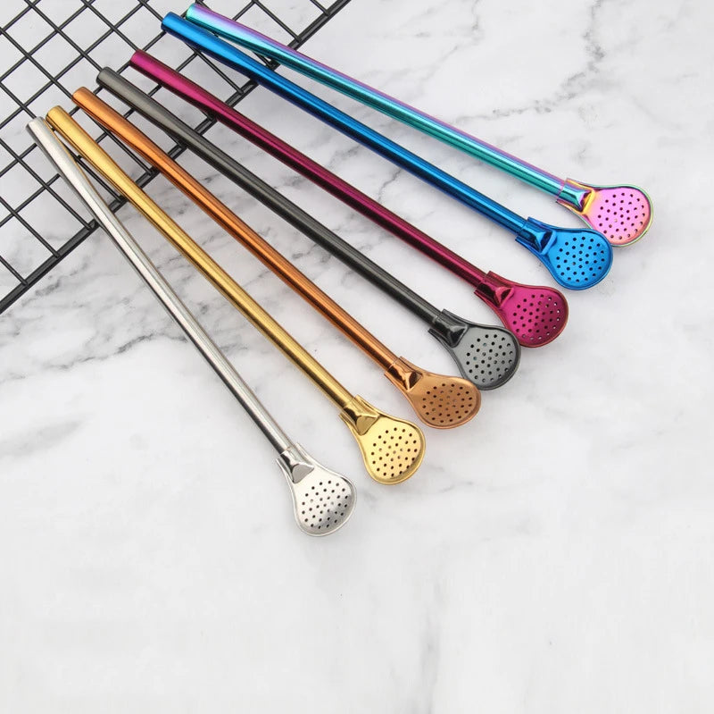 Customizable Reusable Stainless Steel Yerba Mate Straw with Sifter Metal Filter Water Bombilla Straw Tea Water Strainer