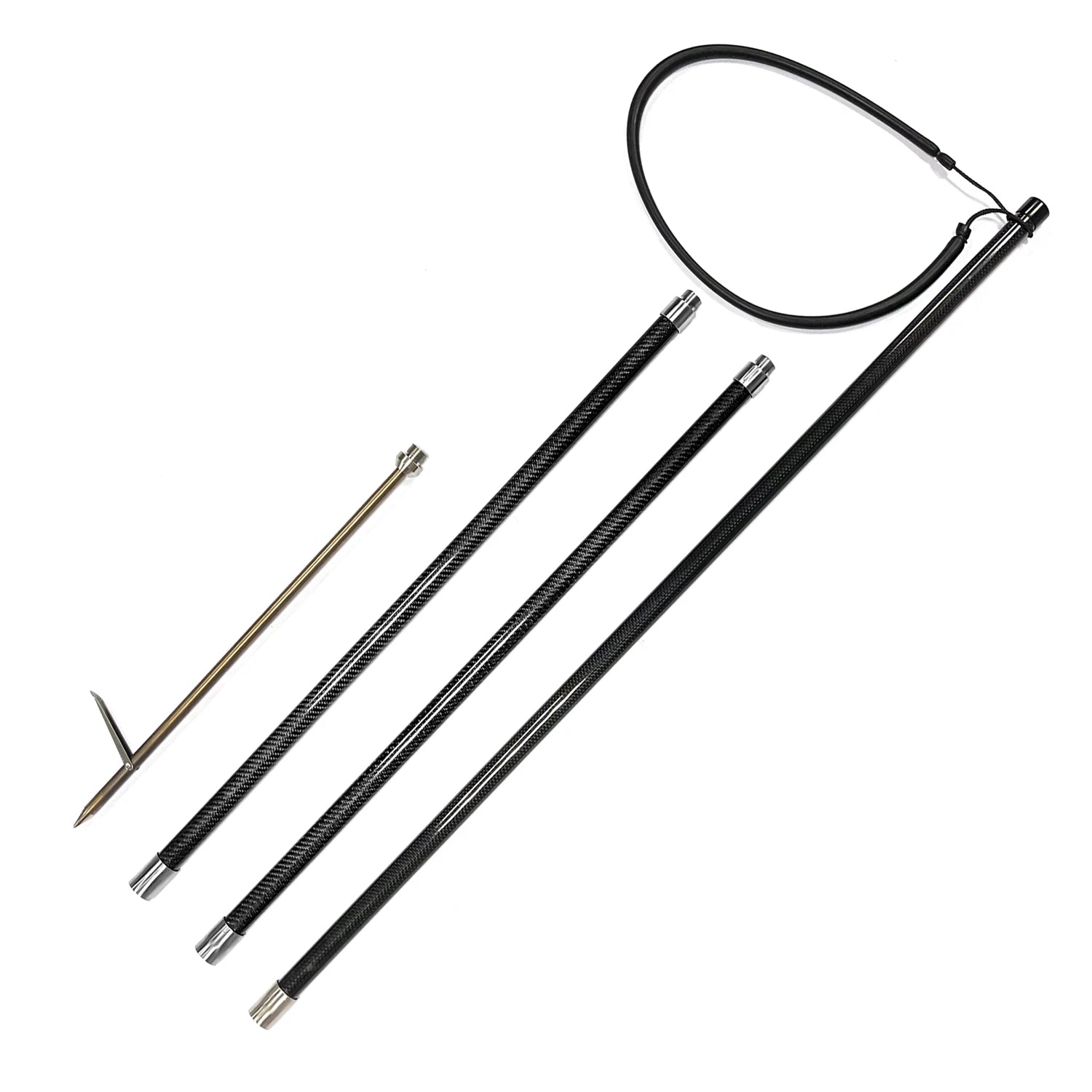 240cm 8ft Customizable Durable Carbon Fibre Pole Fish Stainless Steel Adjustable Handle Fork Spear With Barb Head Fishing Tools