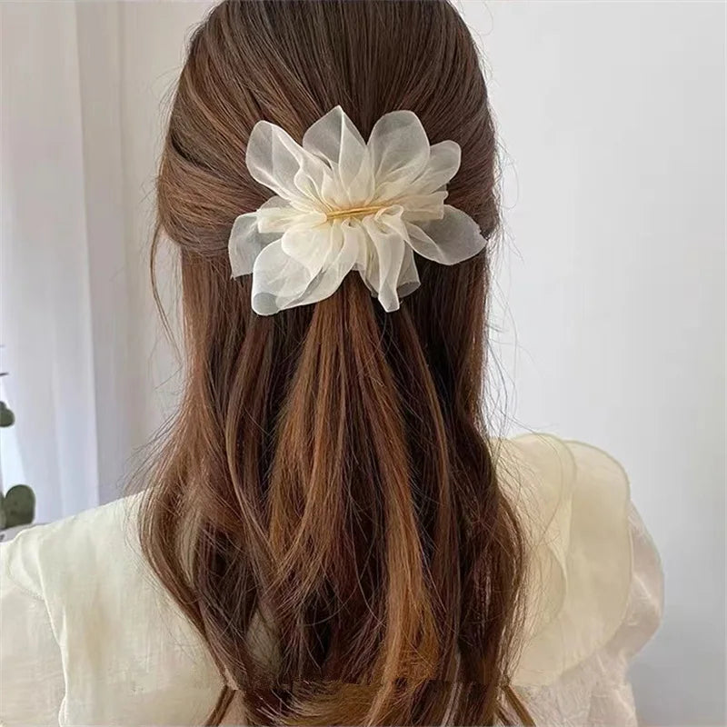 Fashion Elegant Flower Chiffon Hairpin Spring Hairpin Popular Clip Headwear for Women