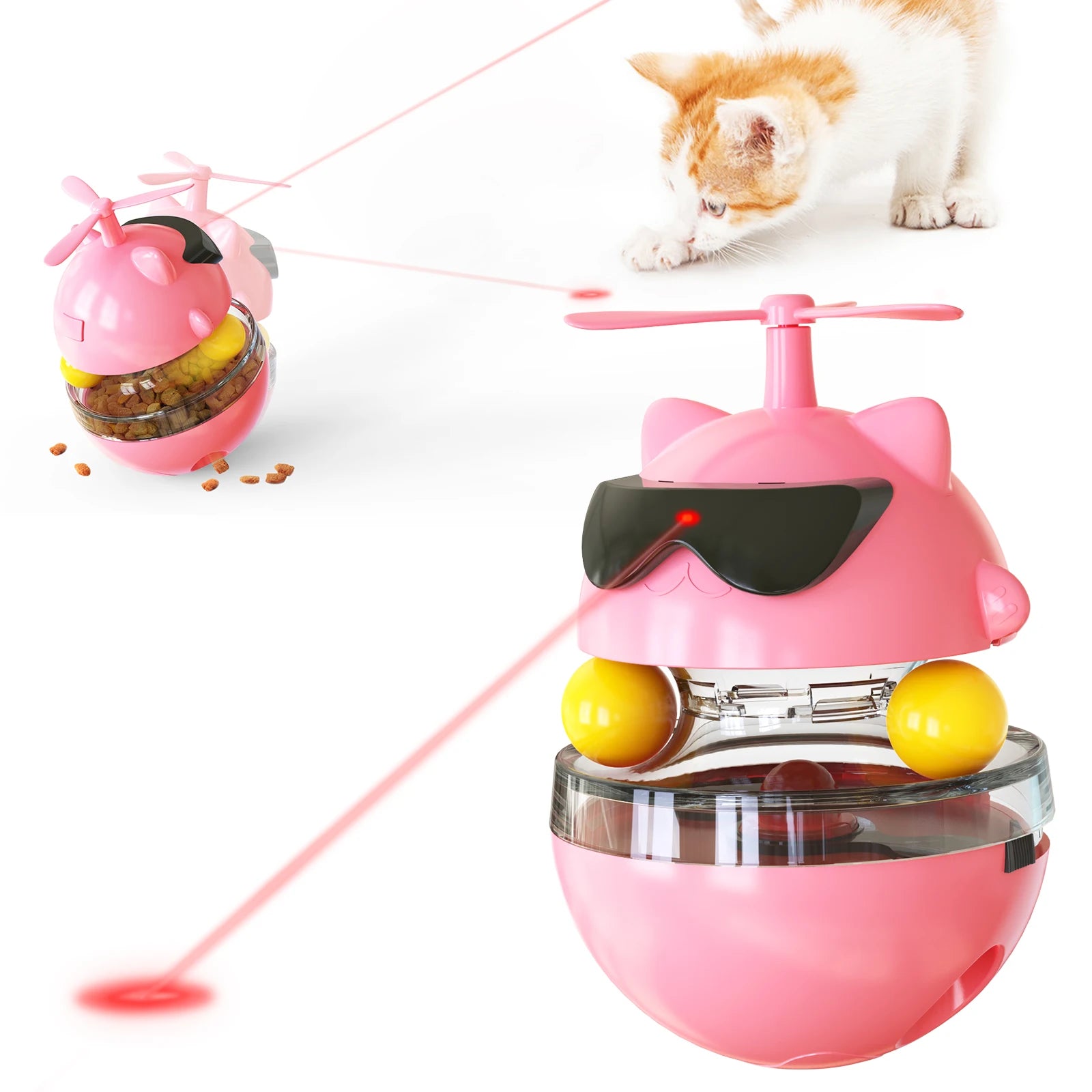Electric Play Toy Two Use Interact Cat Toy Food Dispensing Function Bowl