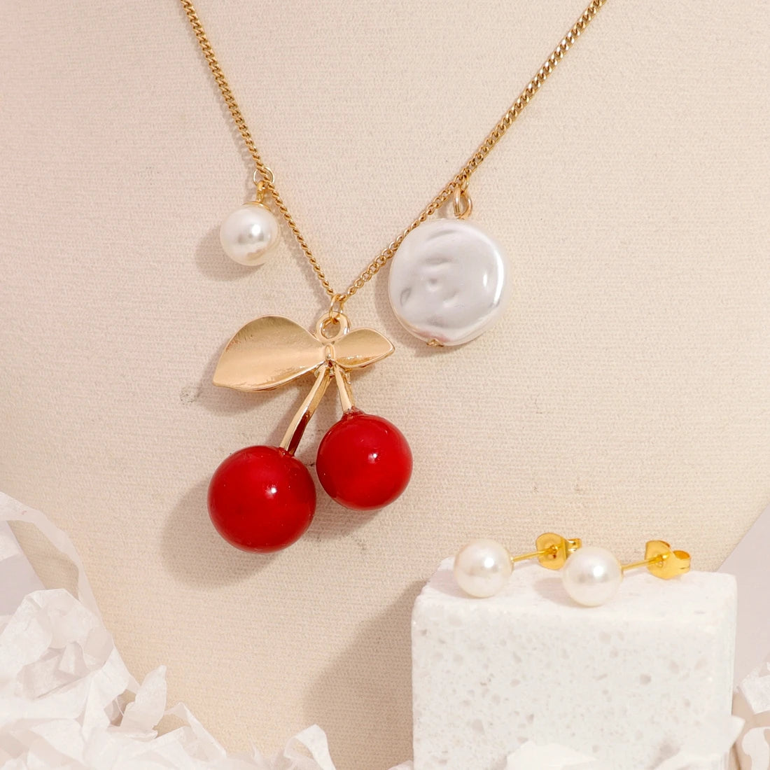 Saphir Stone 2 Pcs Earring Jewellery Cute Animal Girl Necklace Dubai Gold Plated Jewelry Set