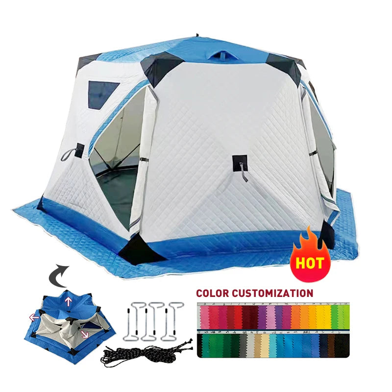 Ice Fishing Shelter 6 Persons Portable Thermal Tent Water Repellent and Wind Resistant with 6 Pieces Tent Tent Pegs