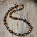 New Design Tiger Eye Irregular Stone Beaded Necklace for Unisex Business Gift Adjustable Stainless Steel Hematite Necklace