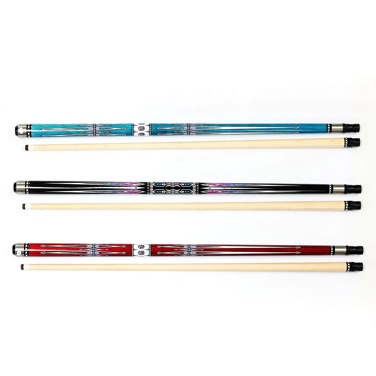 Wholesale Price Premium Quality Billiard Pool 1/2-PC Cue Maple Wood with Cue Joint Cover 57" Length 13mm Tip on Sale