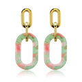New Fashion  Stainless Steel  Plated Gold  Earring  Jewelry  Wear for Women Cool Gifts  Metal  Oval Acrylic Chain Stud Earrings
