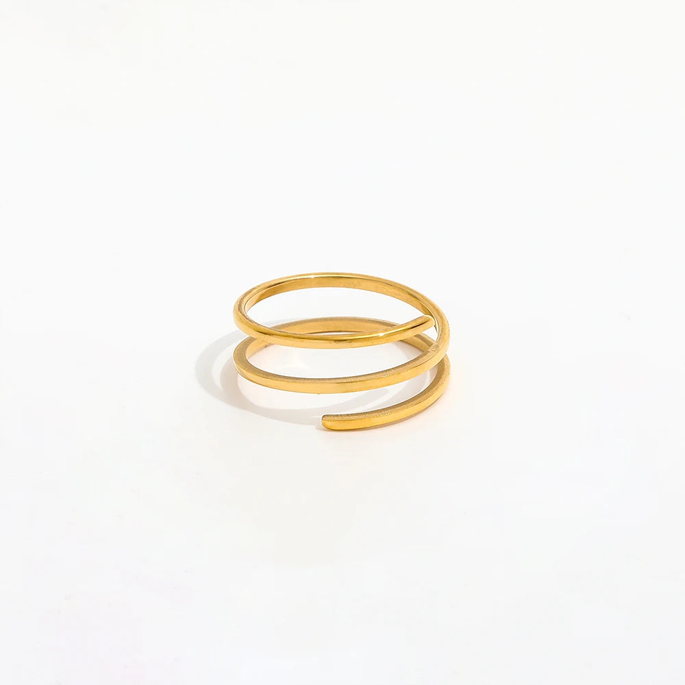 Fenny 18K Gold Plated Simple Dainty Spiral Layered Rings Finger Ring Fast Delivary Stainless Steel Wholesale Jewelry