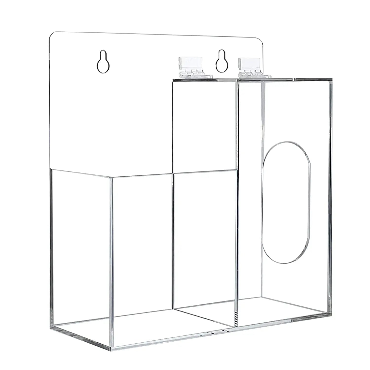 Acrylic Mask Dispenser Hand Sanitizer Holder Stand Wall Mount or Countertop Hygiene Station with Double Compartment Clear Box