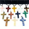 Wholesale Natural Crystal Gemstone Unakite Clear Quartz Stone Cross Pendant for Jewelry Making