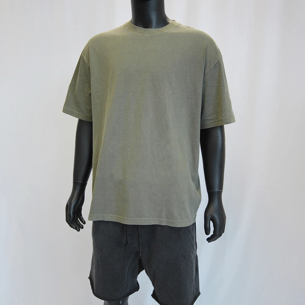 Custom Heavyweight 250Gsm Drop Shoulder Blank Camisoles Oversized T-shirt 100% Cotton Men's Acid Washed Vintage T Shirt