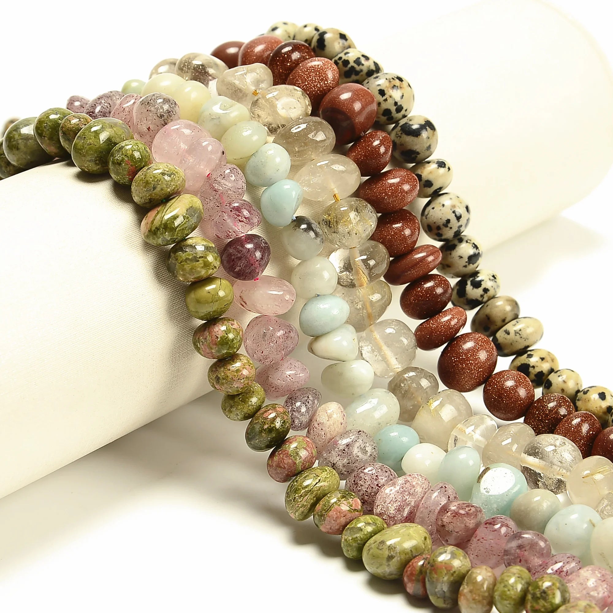 Natural Pebble Nugget Golden Rutilated Strawberry Quartz Amazonite Unakite Tiger Eye Sand Stone Beads for Jewelry Making 8-12mm