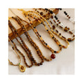 Fashion Jewelry tiger Eyes Beaded Necklace Retro Maillard Style Handmade Natural Stone Necklace Wholesale