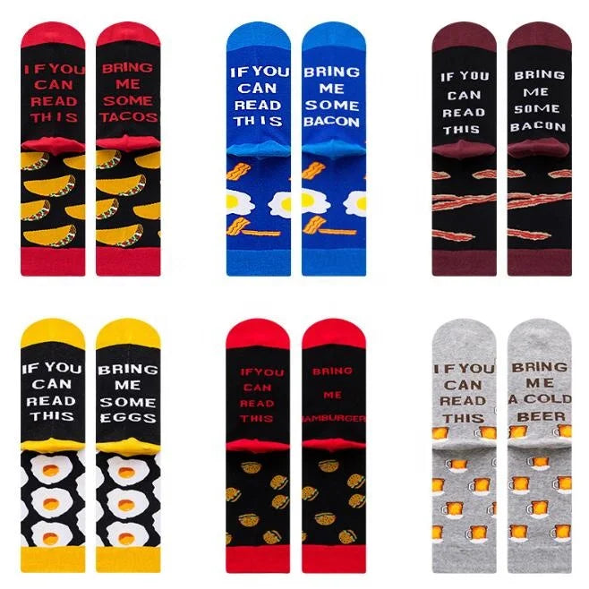 2022  Hot Fashion Funny Letter Socks if You Can Read This Bring Me Some Chips Socks Mid-calf  Autumn Winter Socks