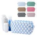 Ladies Small Knitted Cosmetic Bag Plaid Pencil Case Travel Soft Checkered Makeup Pouch Bag