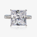 White Gold Plated 925 Sterling Silver Zircon Princess Cut Solitaire Ring Classic Wedding Party Anniversary Jewelry