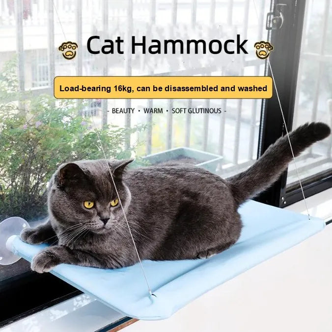 Cat Hammock Suction Cup Window Hanging Basket Bed Swing with 4 Strong Suction Cups Oxford Fabric Solid Pattern 54x30cm