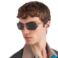 STORY STY9668 Unisex Designer Fashion Metal Brown Sun Glasses Frameless Tea Lens Luxury Eyewear Square Rimless Sunglasses