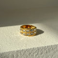 2025 Dazan Autumn Winter New Ins Trendy 18k Pvd Gold Plated Stainless Steel Zircon Square Four Layer Python Luxury Ring Women