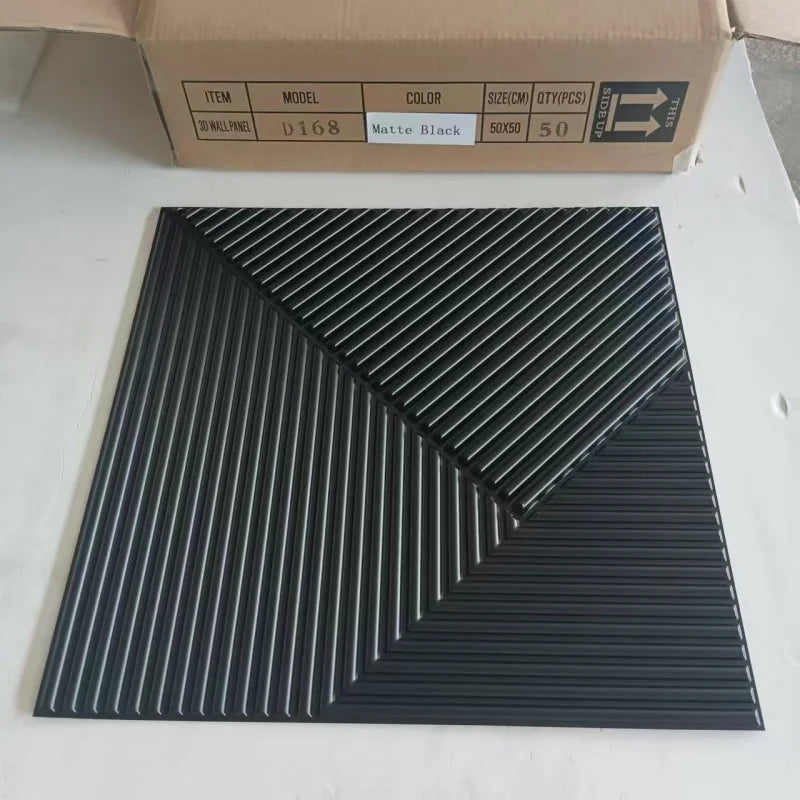 Matt Black 3D PVC Wall Panel /Sticker for Wall Decoration Waterproof Paintable 3D PVC Wall Panels Laminas De Pvc Para Paredes