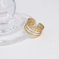 Chris April in Stock 316L Stainless Steel PVD 18K Gold Plated Non-tarnish Minimalist Four-layer Chain Wide Ring