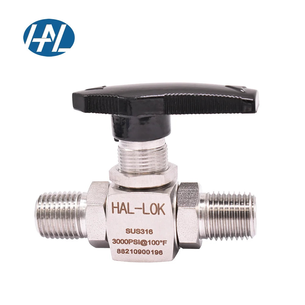 HAL-LOK YQBM 316 Stainless Steel Manual Ball Valve High Pressure Male Thread Straight Through Style for Gas Application