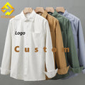 Fengway Custom Heavyweight Cotton Men's Solid Lapel Loose Casual Long Sleeve Button Shirt Pocket Spring Eco-Friendly Breathable
