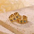 Vintage Colored Enamel Dripping Oil Devil Evil Eyes Open Ring Tarnish Free Jewelry Waterproof 18k Gold Ring