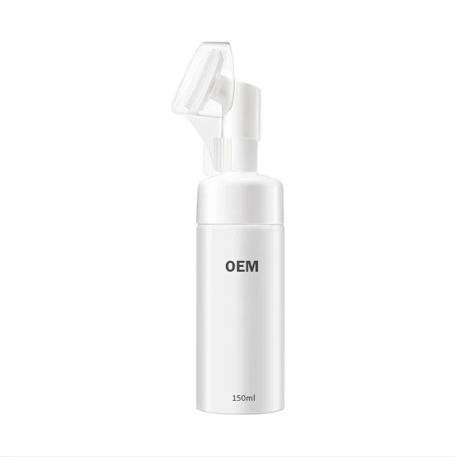 Private Label Face Skin Whitening Foaming Deep Cleansing Cleanser Face Wash with Silicone Face Brush 150ml