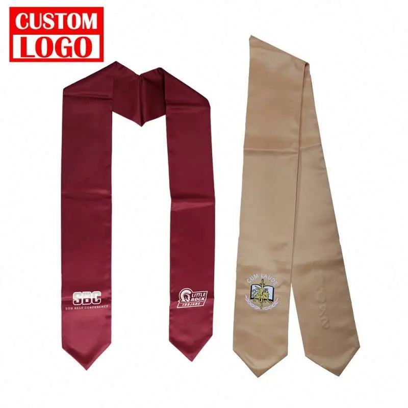 Wholesale Nylon Plain Satin Custom Graduation Stole Blank Sublimation Embroidery Water Resistant Honor 2025