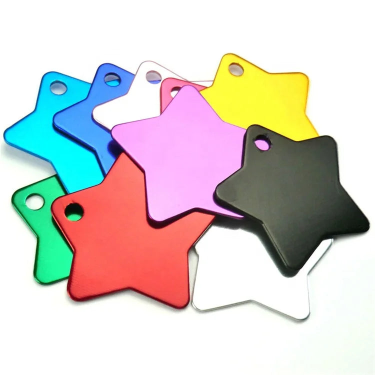 New High Quality Dog Name Tag ID Pet Star Shape Colorful Dog Tages Printable Aluminium Pet Tag Dog Tag